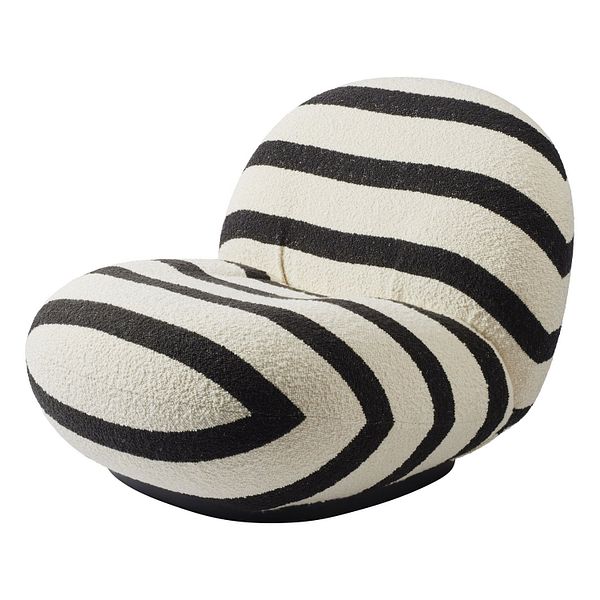 Pacha lounge chair, swivel base, Karakorum Stripe black & white - black