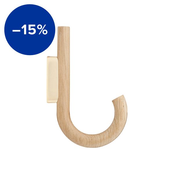 Hook hanger, oak - brass