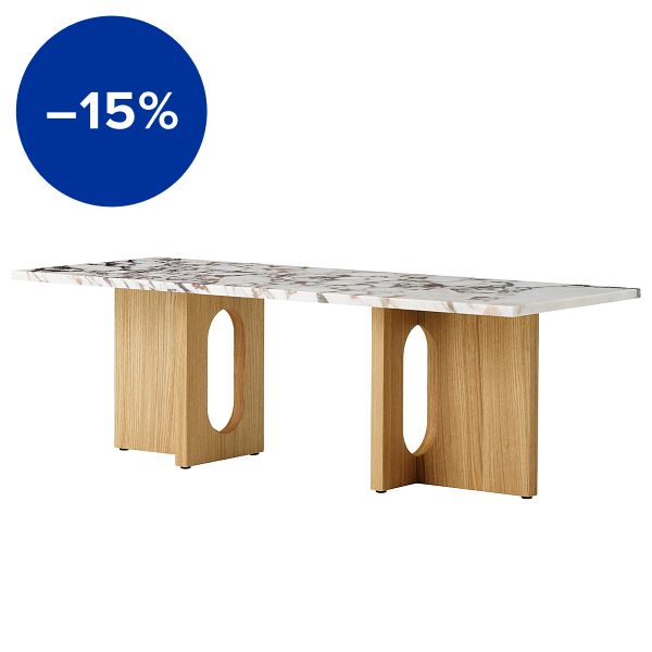 Androgyne lounge table, oak - Calacatta Viola marble