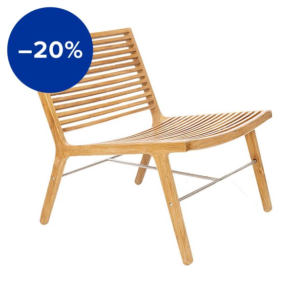 RIB lounge chair, teak - stainless steel