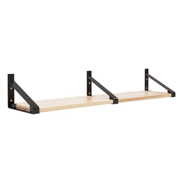 Classic wall shelf, 2 pcs, black - natural