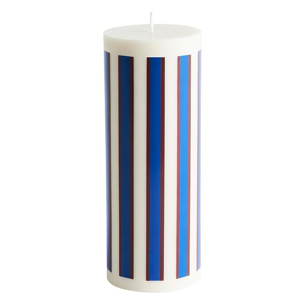 Column candle, L, off-white - brown - blue