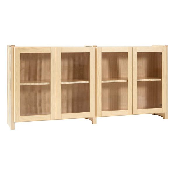 Classic sideboard with reeded glass doors, natural