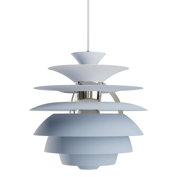 PH Snowball lampada a sospensione, blu polvere - cromo lucido