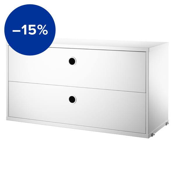 String chest with 2 drawers, 78 x 30 cm, white