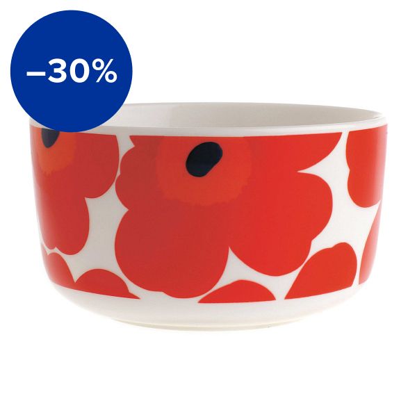 Oiva - Unikko bowl 5 dl, white - red - blue