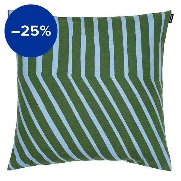 Kalasääski cushion cover, 50 x 50 cm, forest green - light blue