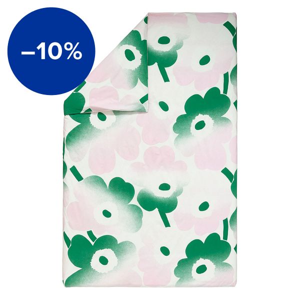 Unikko Häivähdys duvet cover, 150 x 210 cm, off-white - pink - green