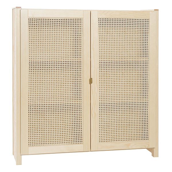 Classic cabinet w/ rattan doors, 104 x 109 cm, natural