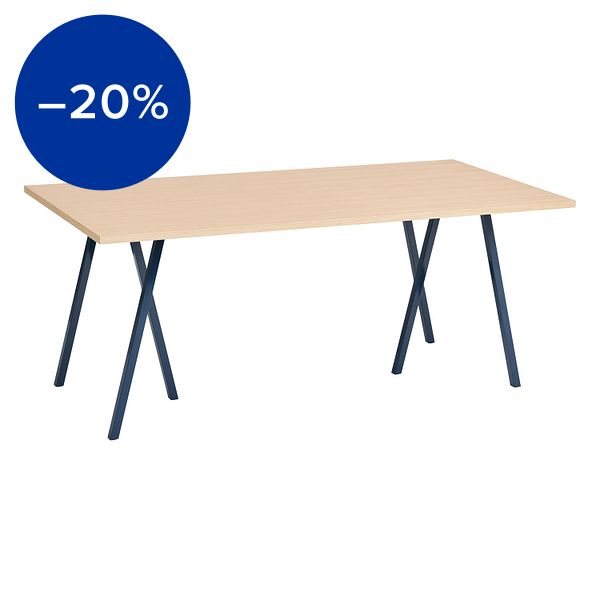 Loop Stand table, 180 cm, deep blue - lacquered oak