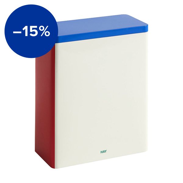Tin container, XL, off-white - blue - red