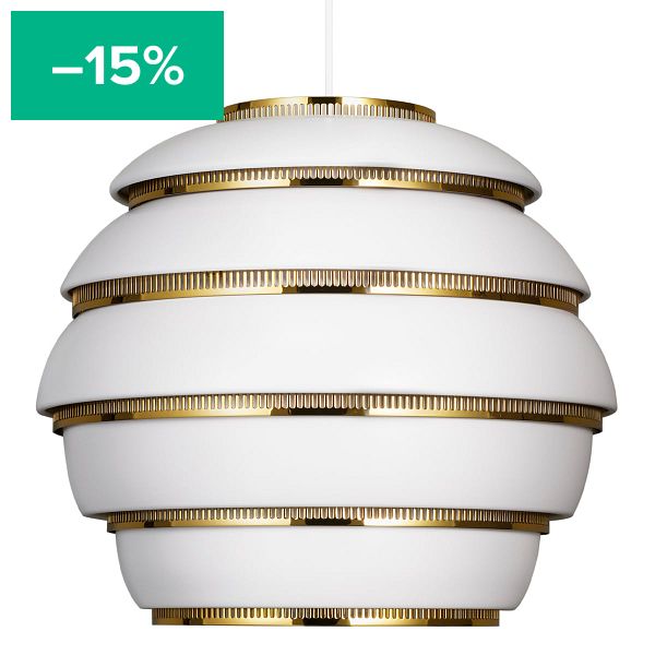Aalto pendant A331 "Beehive", white - brass