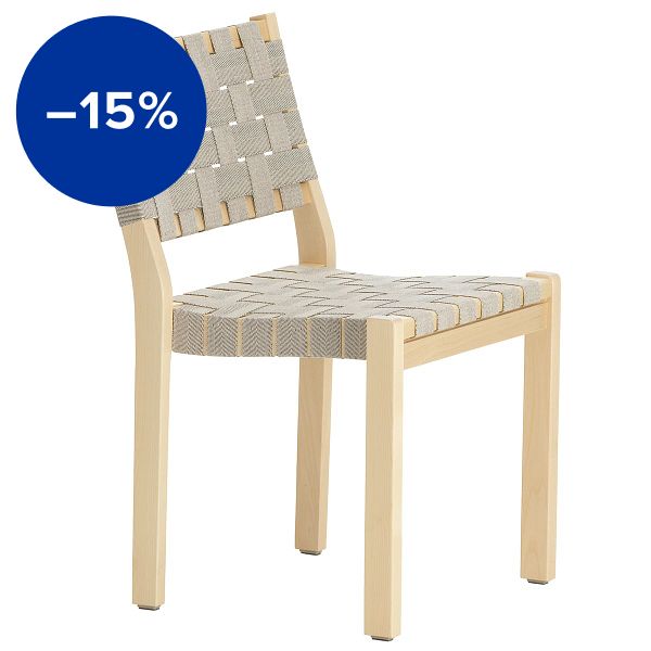 Aalto chair 611, birch - natural/black webbing