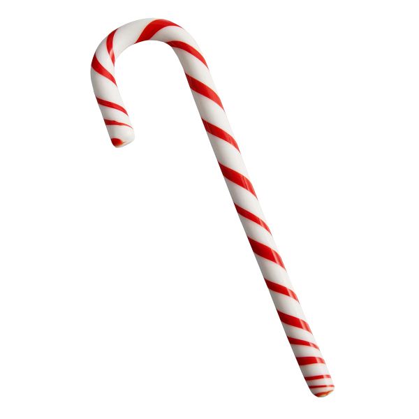 Polka candy cane glass ornament, 170 mm, white - red