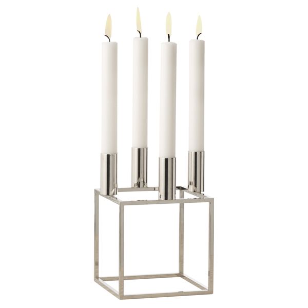 Kubus 4 candleholder, nickel