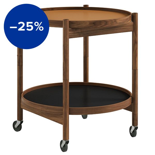Bølling tray table 50 cm, oiled walnut - clay