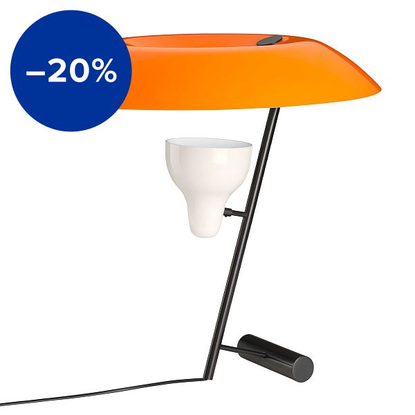 Model 548 table lamp, dark burnished brass - orange