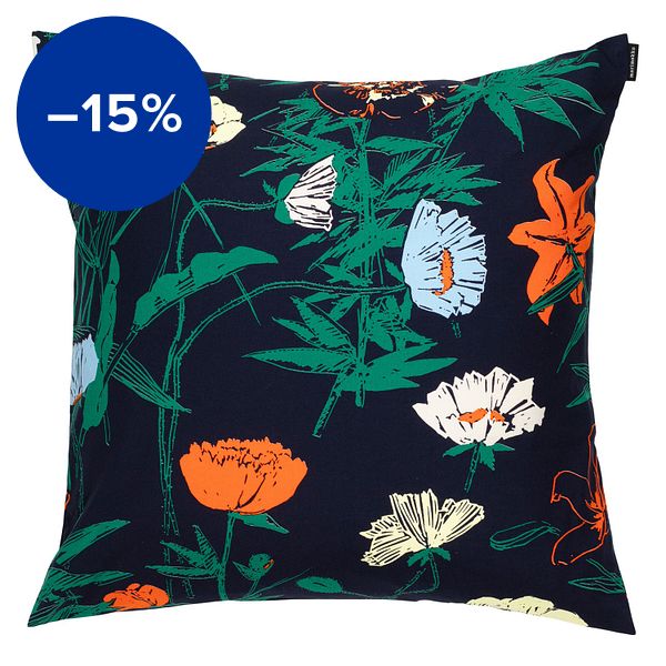 Perenna cushion cover, 50 x 50 cm, dark blue - green - lemon - orange