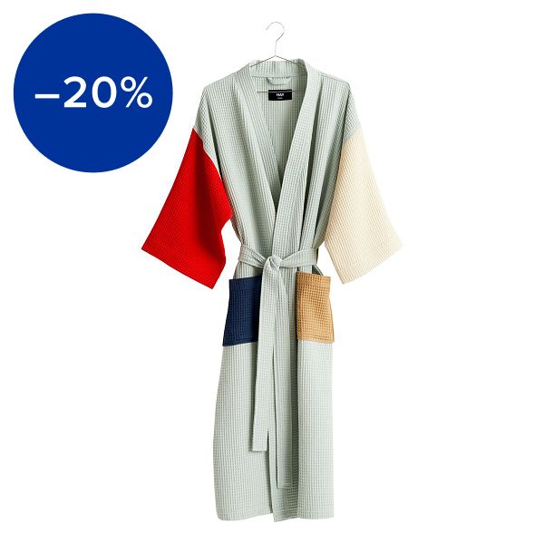 Waffle bathrobe, one size, glacier multi