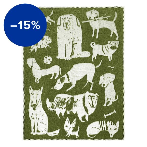 Koirapuisto blanket, 130 x 180 cm, olive - white