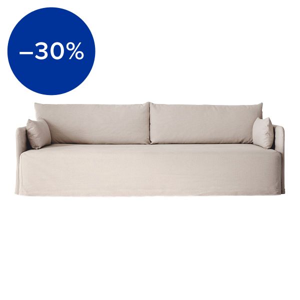 Offset 3-seater sofa with loose cover, oat