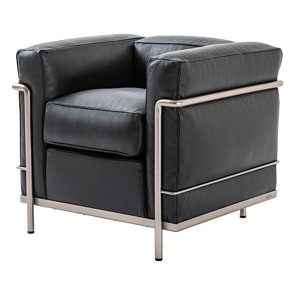 2 Fauteuil Grand Confort lounge chair, small, chrome - black leather 13X606