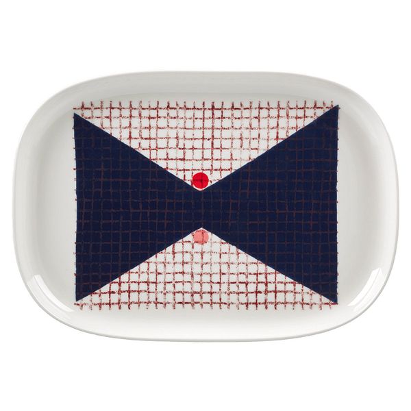 Oiva - Tomina serving dish, 25,5 x 36 cm, white - dark blue