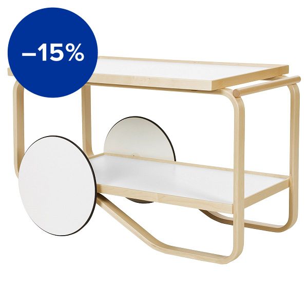 Aalto tea trolley 901, white - birch