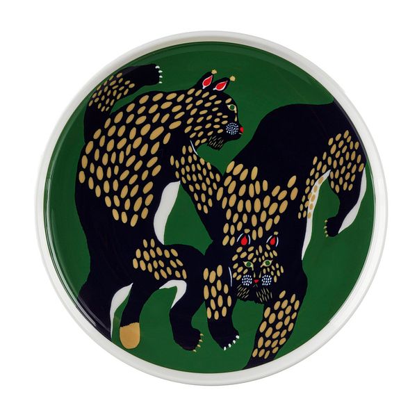 Oiva - Ilves plate,  20 cm, white - green - dark blue