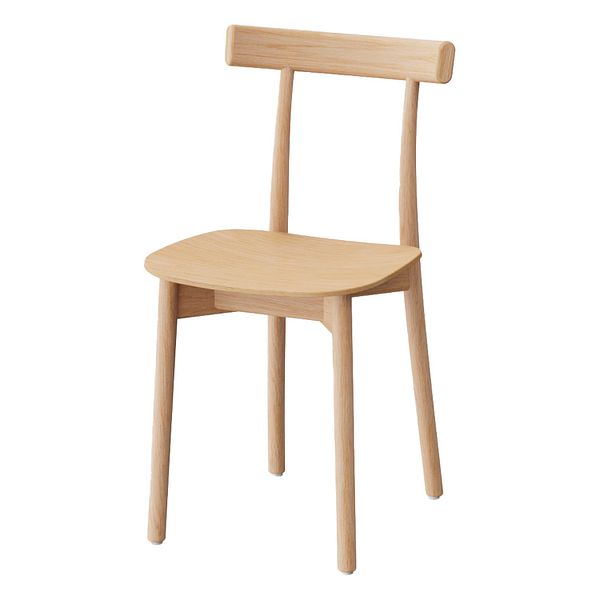 Skinny side chair, matt lacquered oak
