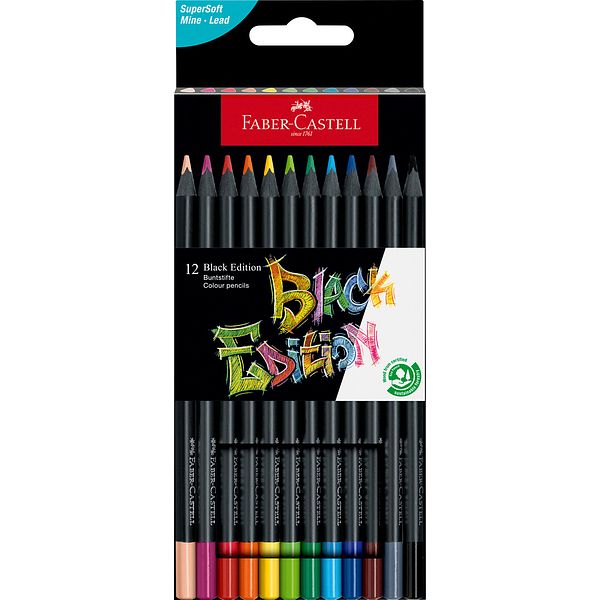 Värikynä 12 kpl perusvärit Black Edition Faber-Castell