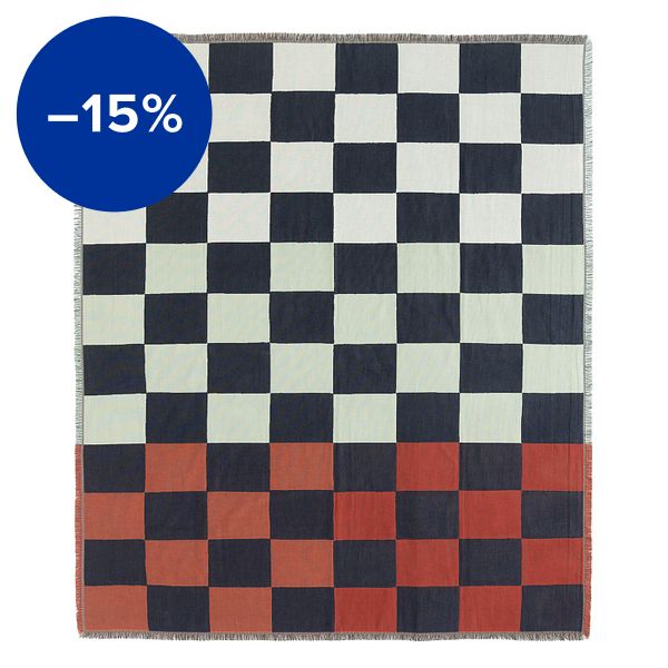 Kukko ja Kana throw, 130x170 cm, off-wh. - d. blue - orange red