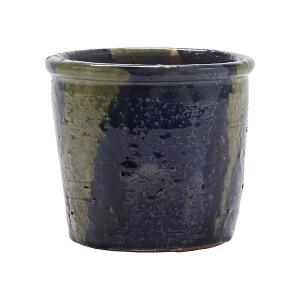 Glazed Shades flower pot, M, blue - grey