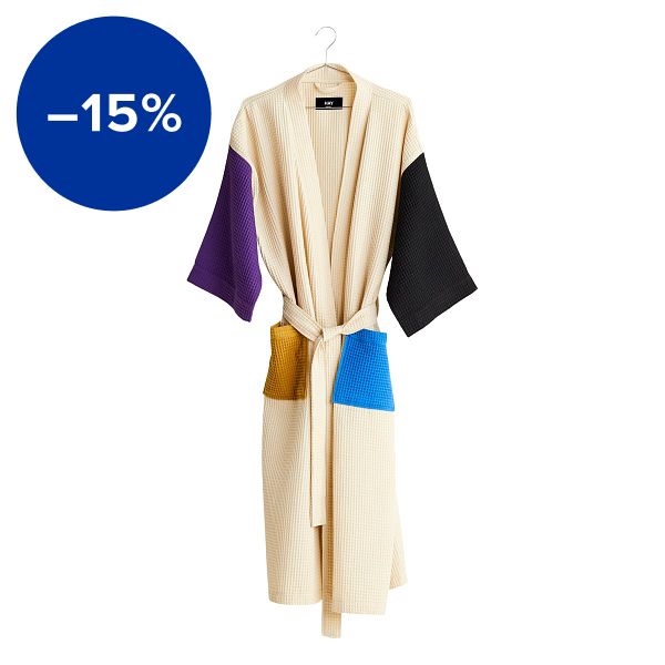 Waffle bathrobe, one size, cream multi