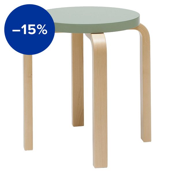 Aalto stool E60, green - birch