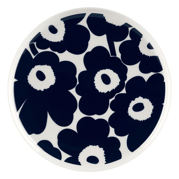 Oiva - Unikko plate, 25 cm, white - dark blue