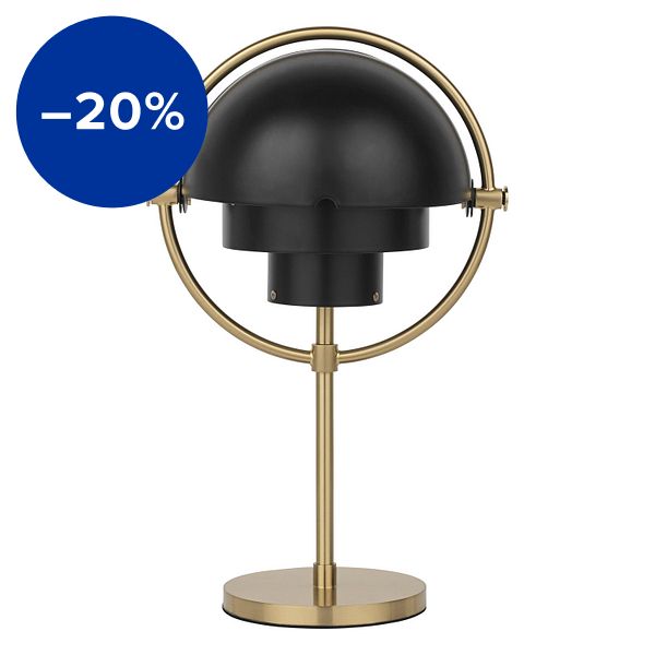 Multi-lite portable table lamp, brass - black