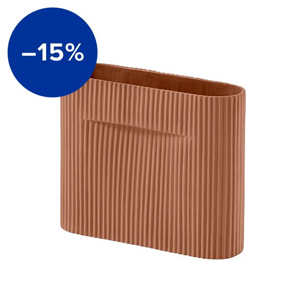 Ridge vase, 16,5 cm, terracotta