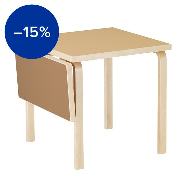 Aalto foldable table DL81C, birch - clay/walnut linoleum