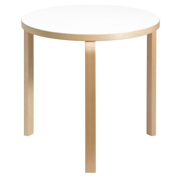 Aalto table 90B, birch - white laminate