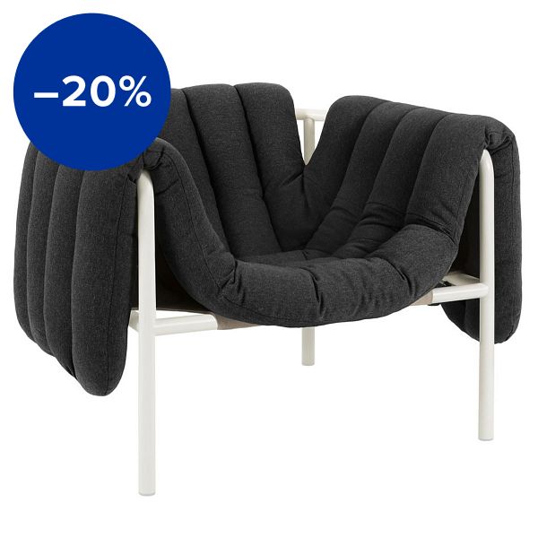 Puffy lounge chair, anthracite - cream steel