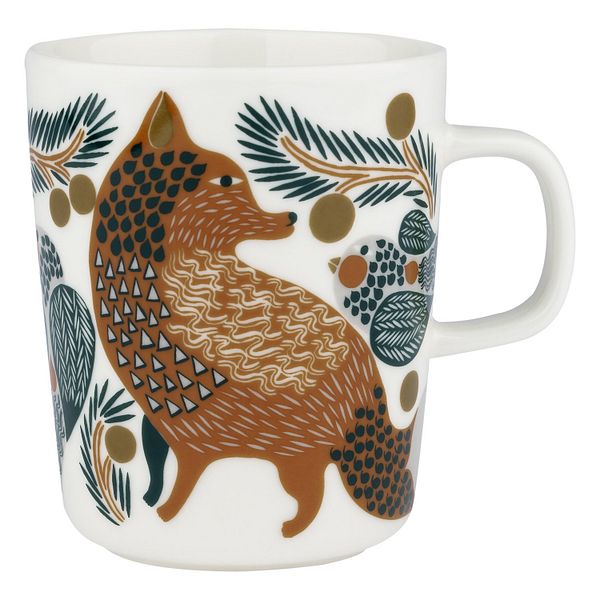 Oiva - Ketunmarja mug, 2,5 dl, white - brown - dark green