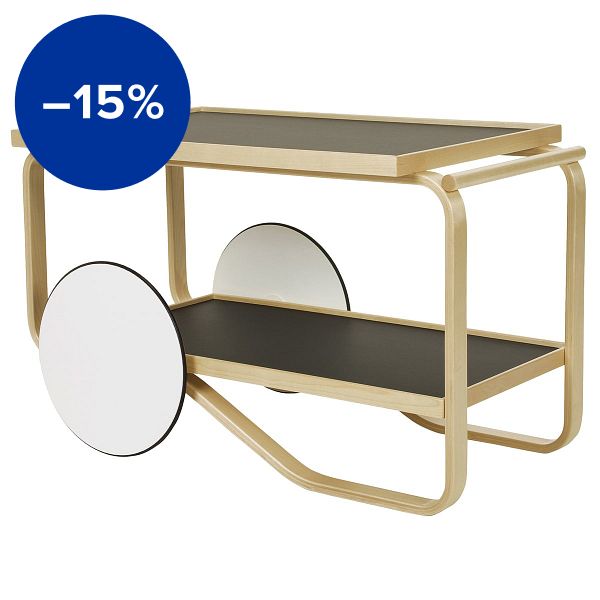 Aalto tea trolley 901, black - birch