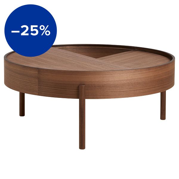 Arc coffee table 89 cm, matt lacquered walnut