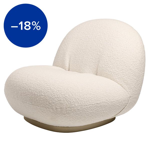 Pacha lounge chair, swivel base, Karakorum 001 - pearl gold