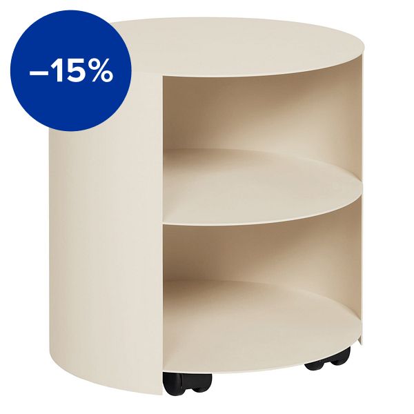 Hide side table, light ivory textured