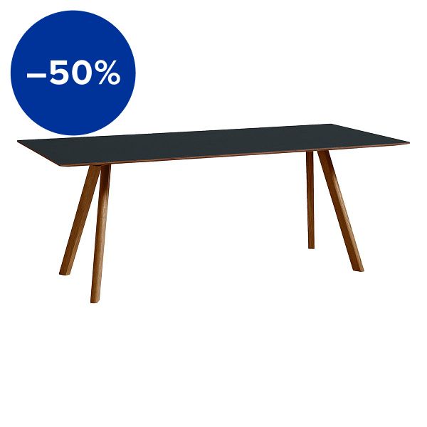 CPH30 table, 200 x 90 cm, lacquered walnut - dark grey lino