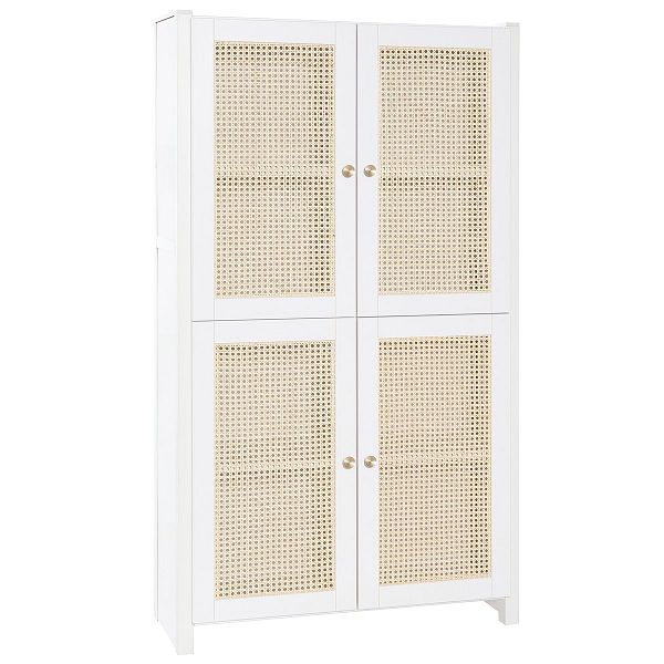 Classic cabinet w/ rattan doors, 84 x 149 cm, white lacquered