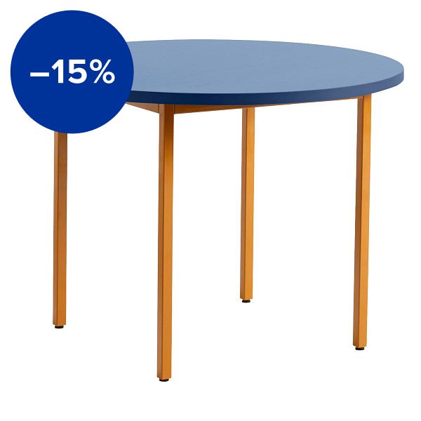 Two-Colour table, 105 cm, ochre - blue