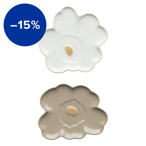 Unikko Shape plate, 13 cm, set of 2, terra - white - gold